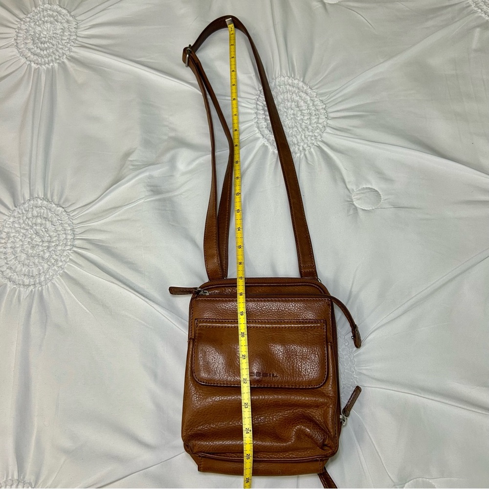 Vintage Fossil Cognac Brown Leather Multi-Compartment Crossbody Bag - Picture 9 of 12